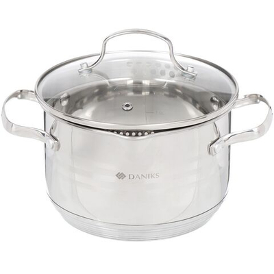 Кастрюля нерж, 2.9 л, с крыш, Daniks, Токио, SD- A87-18, индукц