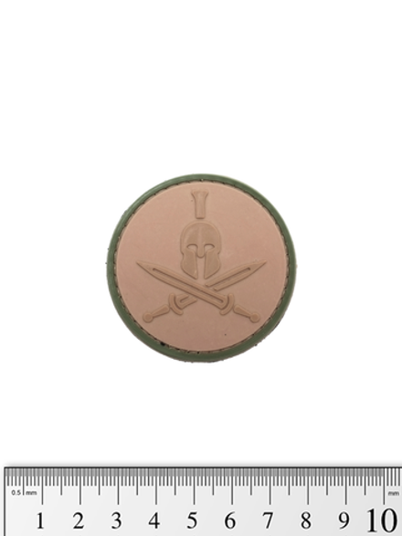 Шеврон Спартанец круг PVC 5 см. Койот