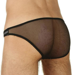 Мужские трусы слипы черные в полоску с сеткой сзади WildMilk