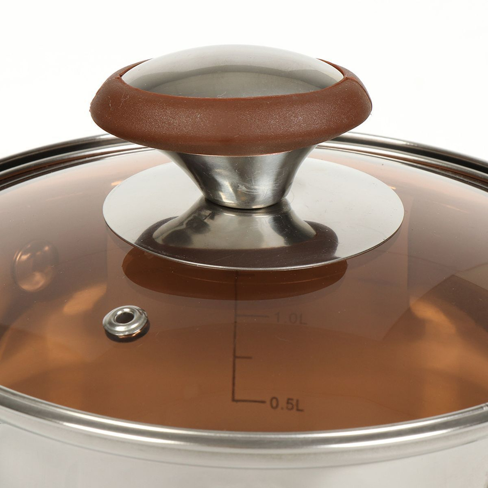 Кастрюля нерж, 2 л, крышка стекло, Daniks, Веллингтон, GS-01415-16CA, индукц