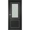 Купить Межкомнатная дверь экошпон винил Прадо черная молдинг серебро остеклённая