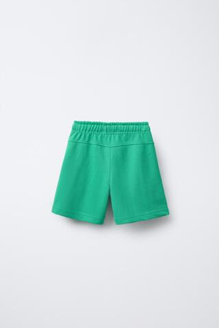 ZARA ШОРТЫ ИЗ МЯГКОЙ ТКАНИ С РЕЛЬЕФНОЙ НАДПИСЬЮ, МЯГКИЙ ЗЕЛЕНЫЙ