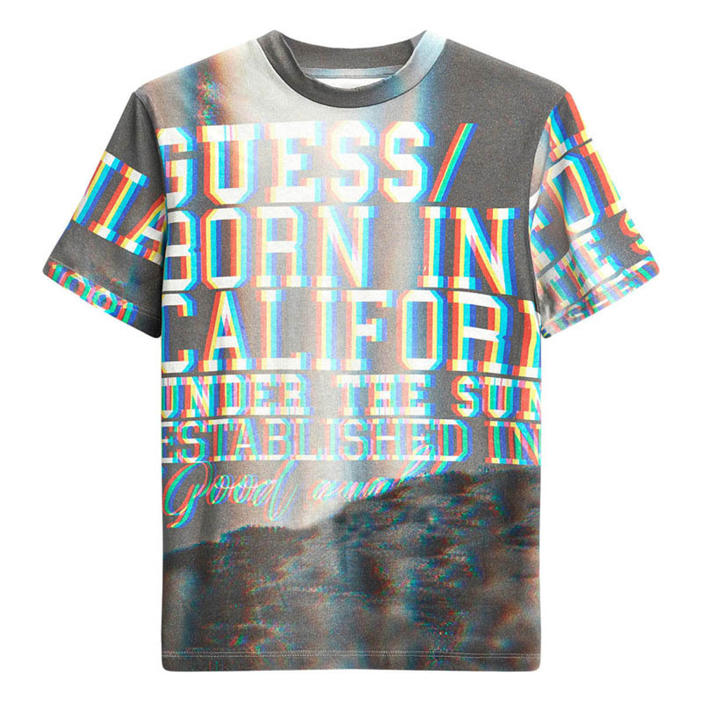 Футболка GUESS Серый/Принт: 3D- разноцветные надписи Мальчик