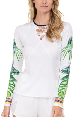 Женская теннисная футболка (dł. Рукава) Lucky in Love Palm Island Long Sleeve - white