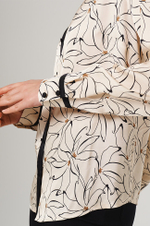 23109 Блузка женская (кремово-черный принт )