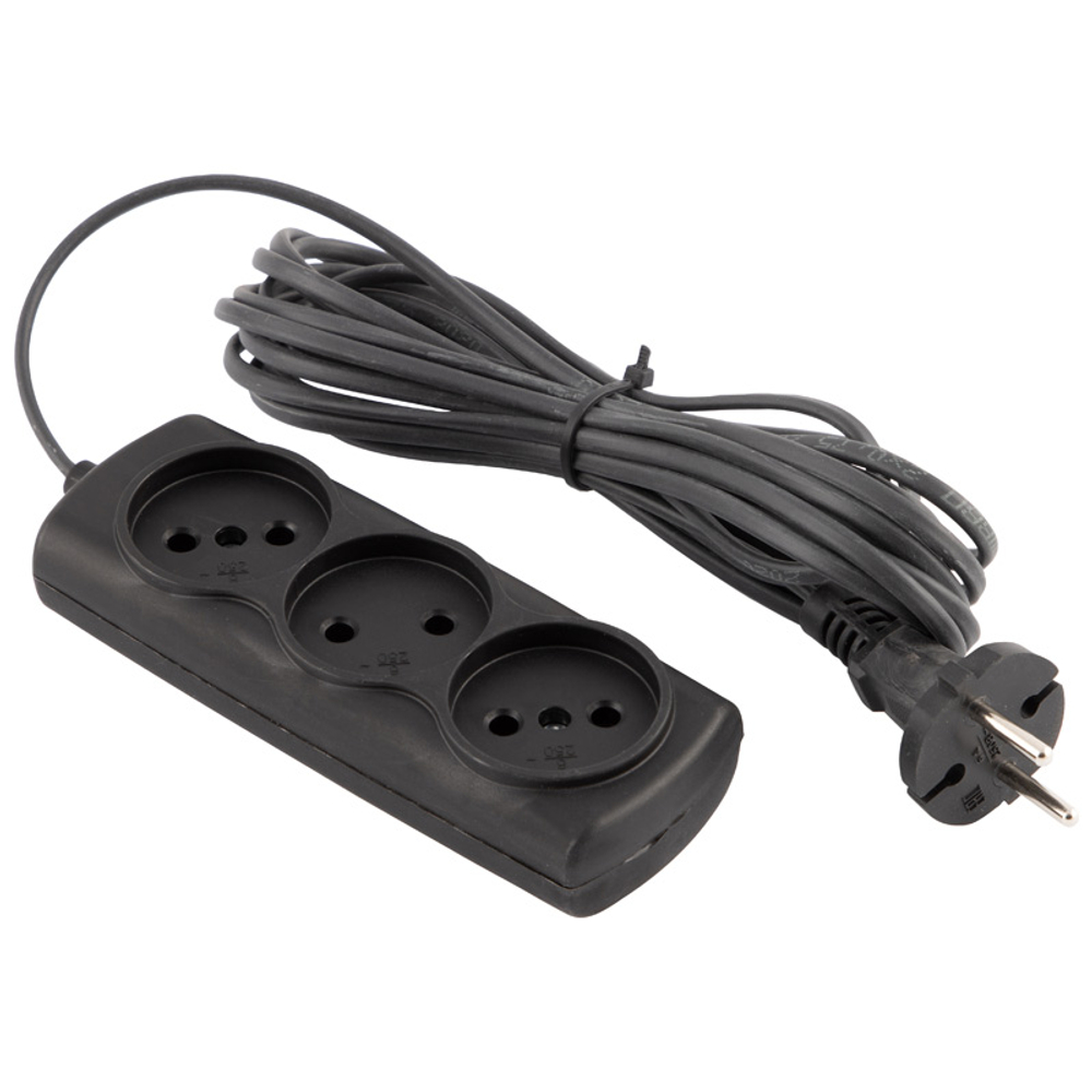 Удлинитель Engy "Эконом" 5м/3роз (ШВВП 2х0.75) черный