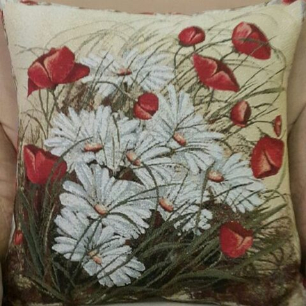 Гобеленовая наволочка "D. МАКИ И РОМАШКИ", Россия.