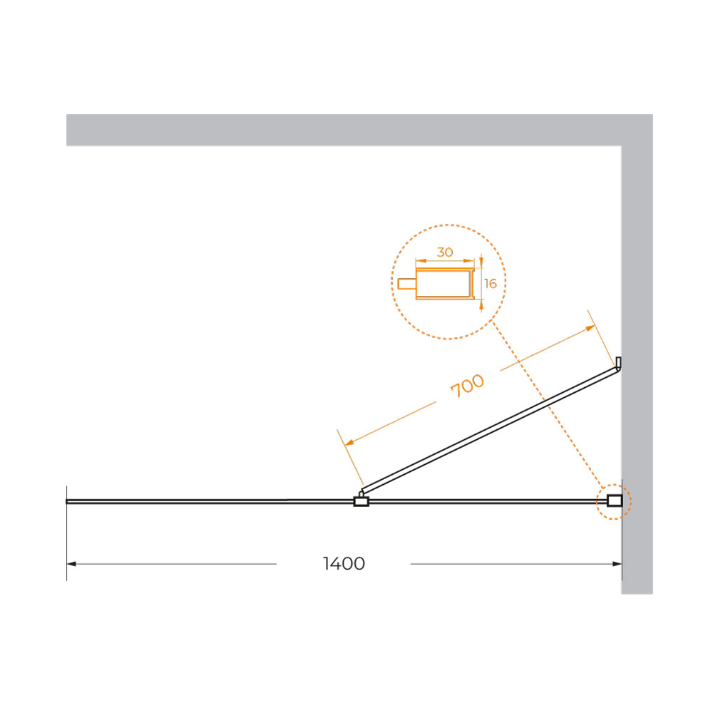 Душевая перегородка Cezares LIBERTA-L-1-TB-140-C-Cr