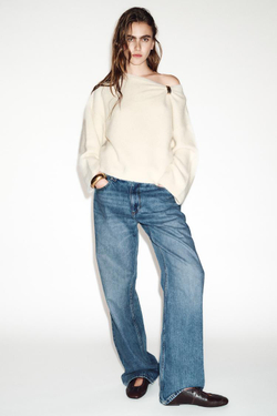 ZARA ДЖЕМПЕР С БРОШЬЮ, ЭКРЮ