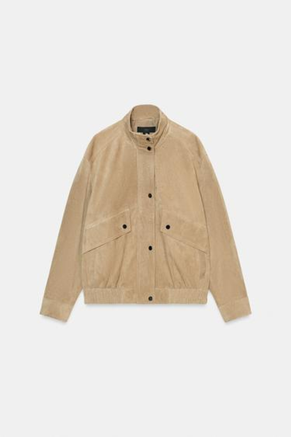 100% замша, кожа, пиджак с воротником-стойкой -ZARA