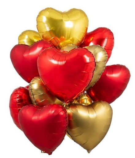 Фонтан из сердец "Красные и золотые"
