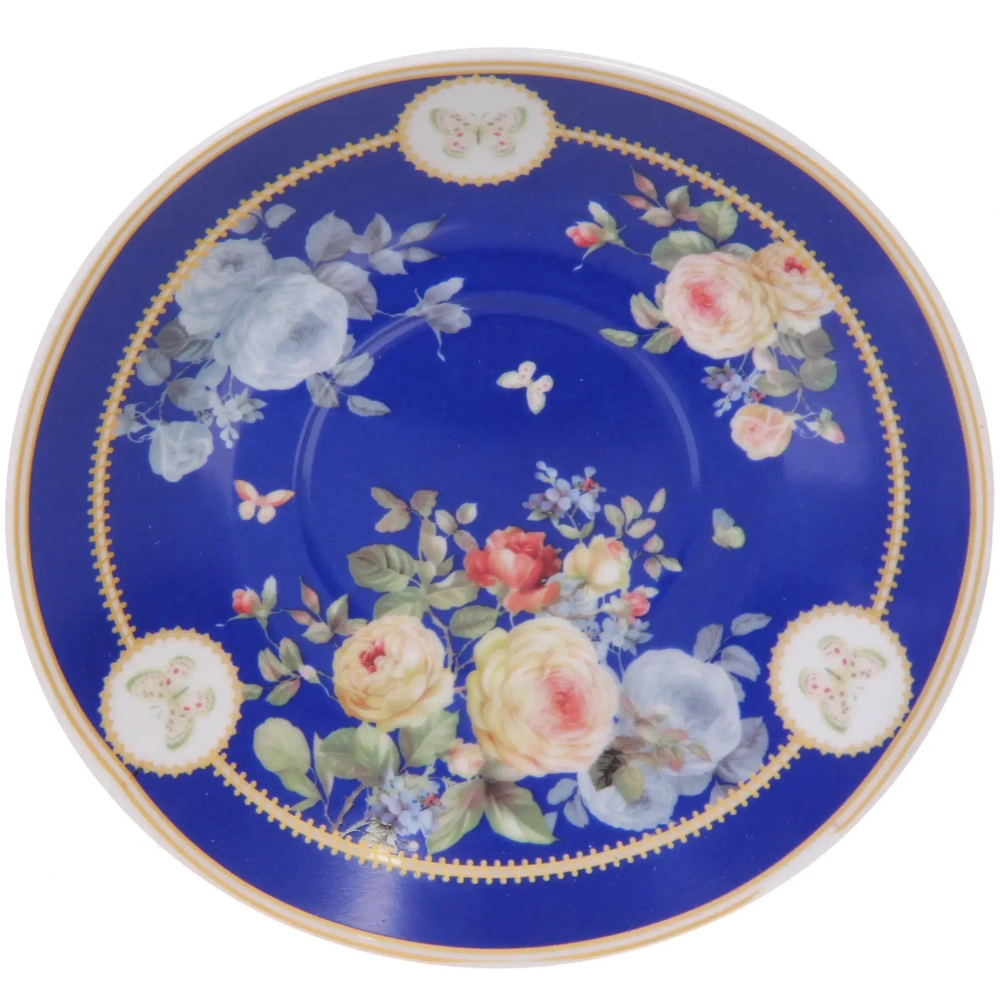 Чайная пара керамическая «Грация» (кружка 220мл+блюдце) в подарочной коробке, синяя