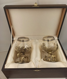 Набор из 2-х бокалов для коньяка "Охота на лося" и "Орлиная охота" (подарочный футляр)