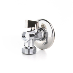 Кран шаровой угловой для стиральных машин с розеткой 1/2"×1/2", ручка бабочка