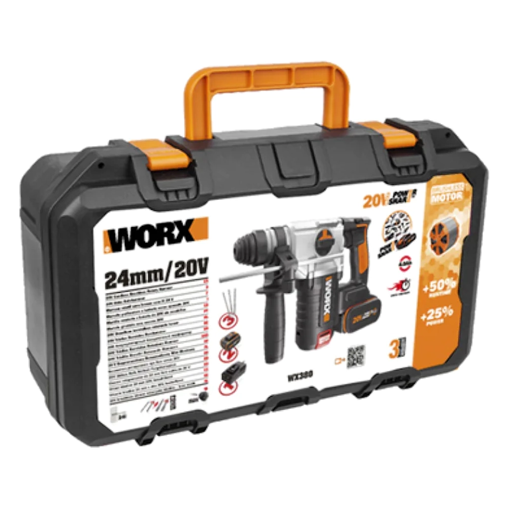 WORX WX380 перфоратор аккумуляторный (2 x 4 Ач, ЗУ)