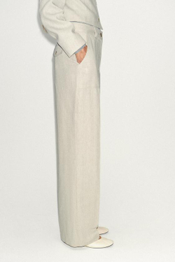 ZARA ПРЯМЫЕ БРЮКИ С ДЕКОРАТИВНОЙ СТРОЧКОЙ, ПЕСОЧНЫЙ