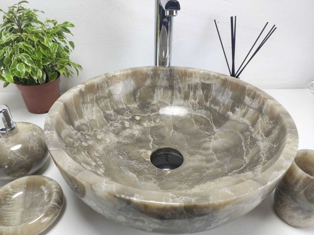Раковина из оникса Bowl Grey Small TinLip BO-61064 40*40*15