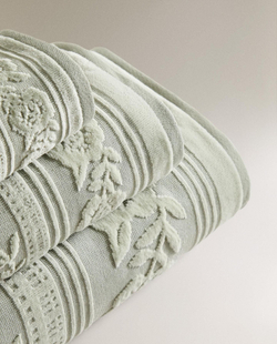 Zara Home - Жаккардовое велюровое банное полотенце, зеленый, 90х150 см