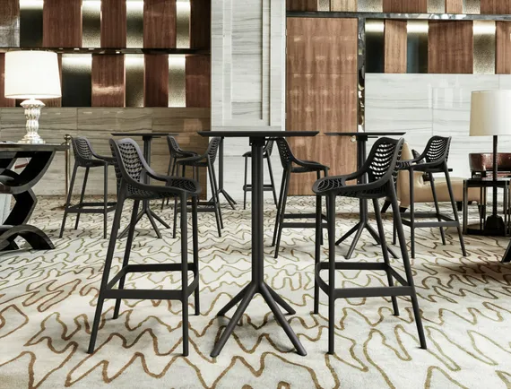 Стол пластиковый барный складной Sky Folding 60х60 черный