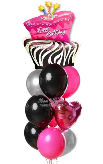 Букет шаров "Ярко-розовый торт на День Рождения"