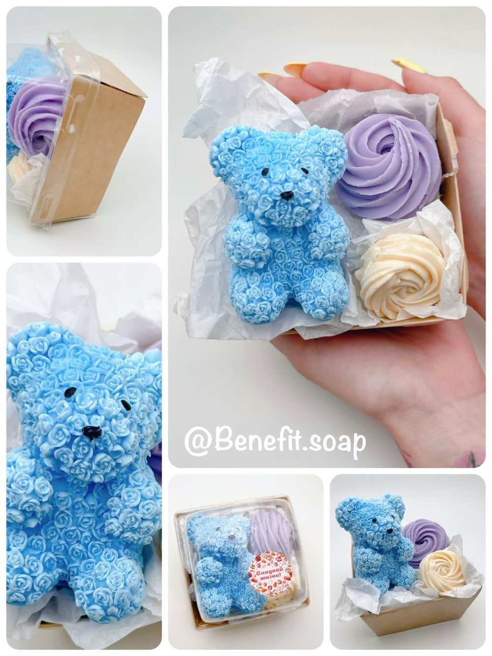 Набор из мыла «Мишка из роз, блюскай»