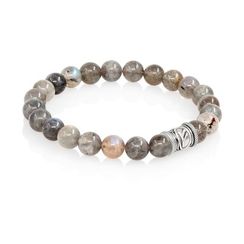 Браслет Денежный импульс из натурального лабрадора с руной Феху из мельхиора