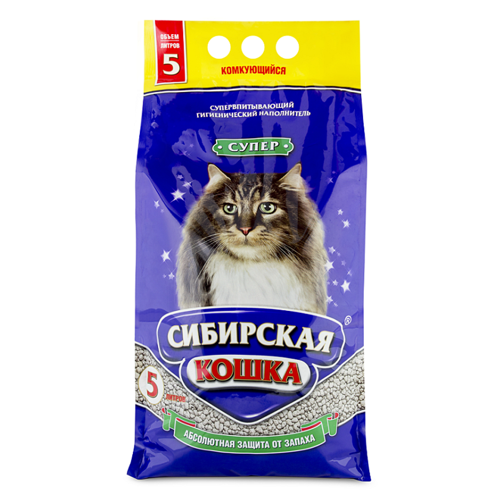 Наполнитель для кошачьего туалета, Сибирская Кошка "Супер", комкующийся Наполнитель для кошачьего туалета, Сибирская Кошка "Супер", комкующийся