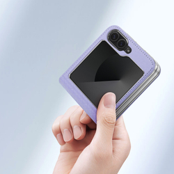Чехол из кожи фиолетового цвета от Dux Ducis для Samsung Flip6 и Flip7 FE (W25), серия Bril Series Case