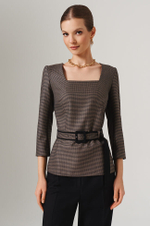 23127 Блузка женская (черно-бежевый)