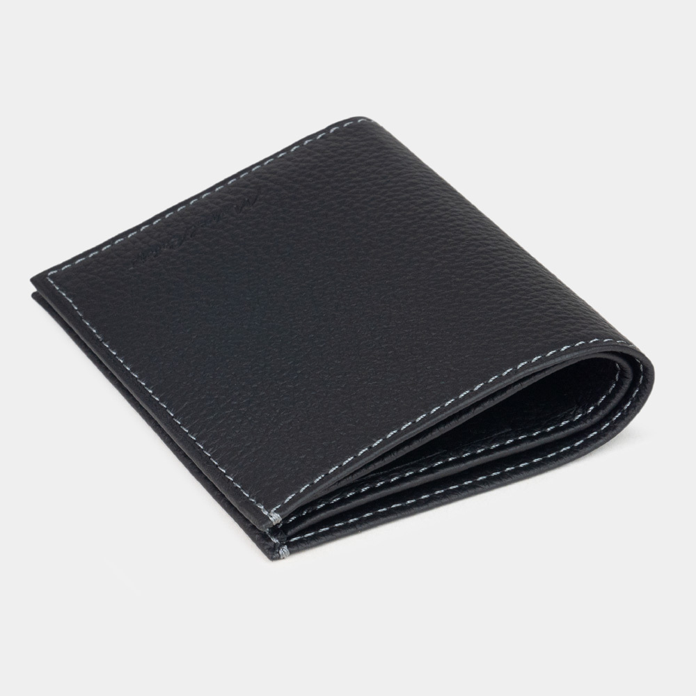 Портмоне из натуральной кожи теленка, черного цвета