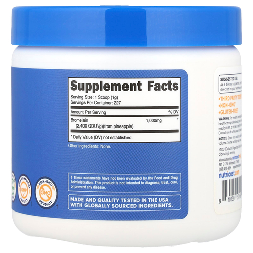 Nutricost, Бромелаин, без добавок, 227 г (8,1 унции)