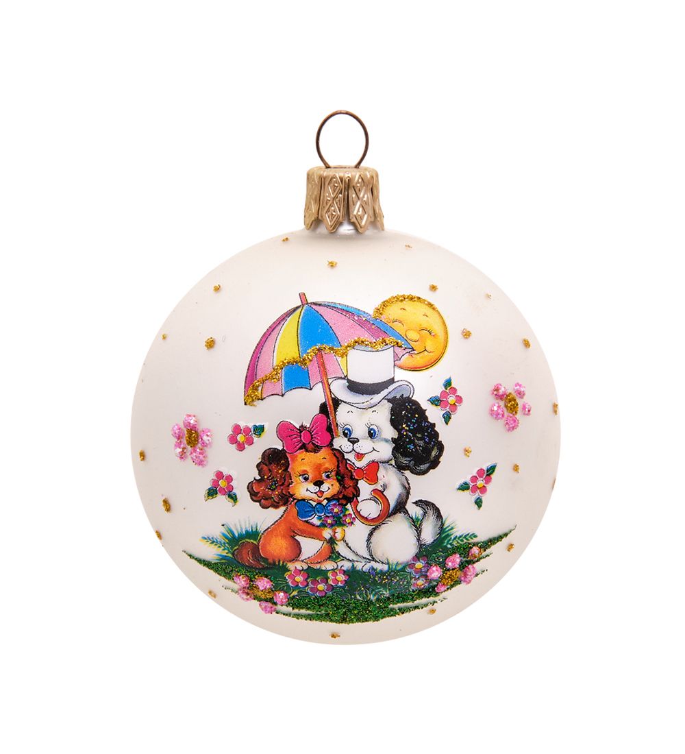 НФШ-1540 Ел.украшение Шар «Собачки» белый 65 мм