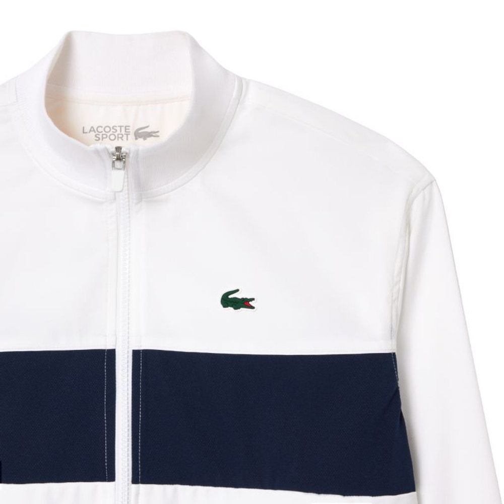 Женская Кофта теннисная Lacoste Ultra-Dry Colourblock Stretch Tennis Jacket - белый/темно-синий