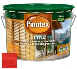 Пропитка декоративная для защиты древесины Pinotex Ultra AWB полуглянцевая рябина 9 л