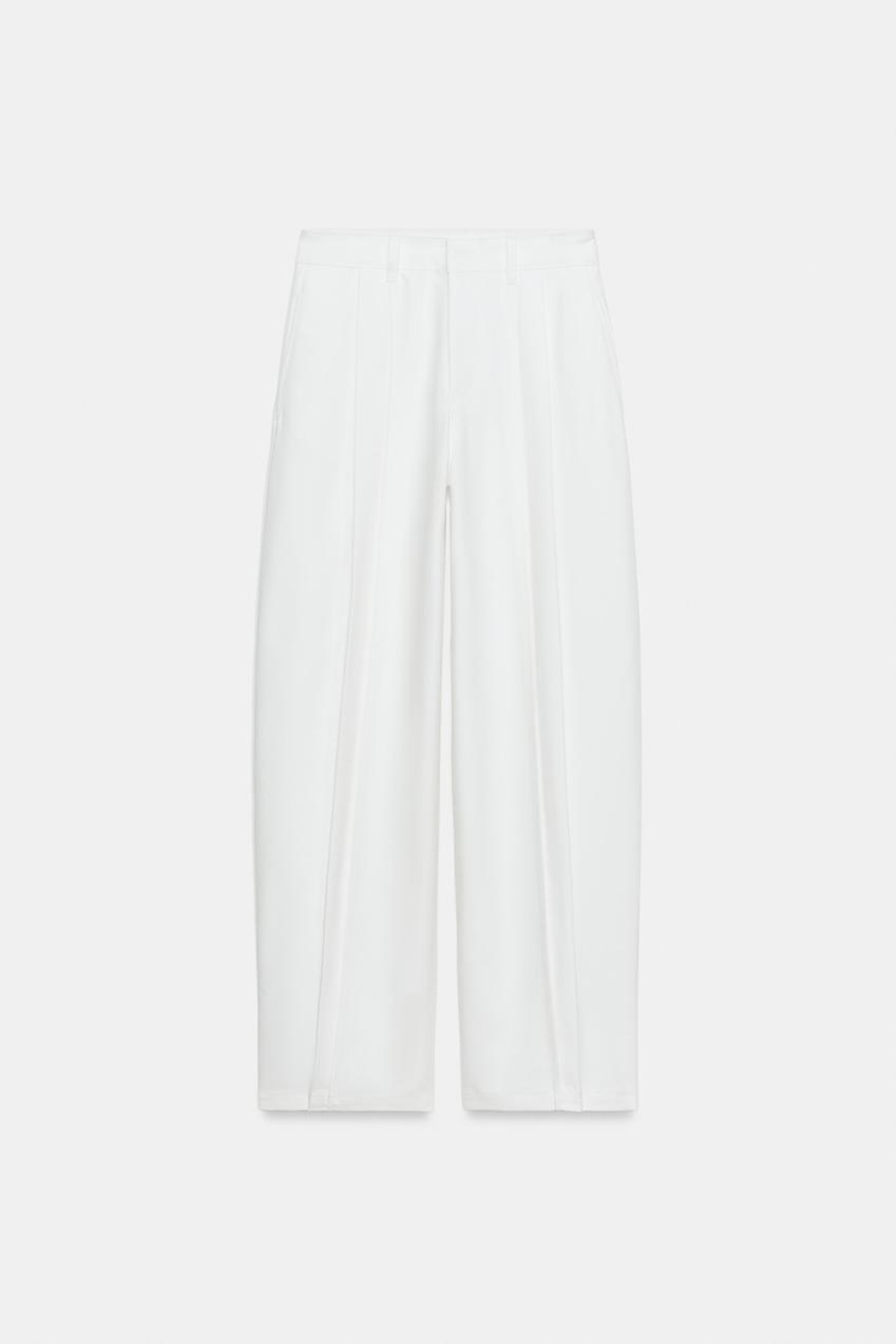 ZARA БРЮКИ-BARREL — ZW COLLECTION, БЕЛЫЙ
