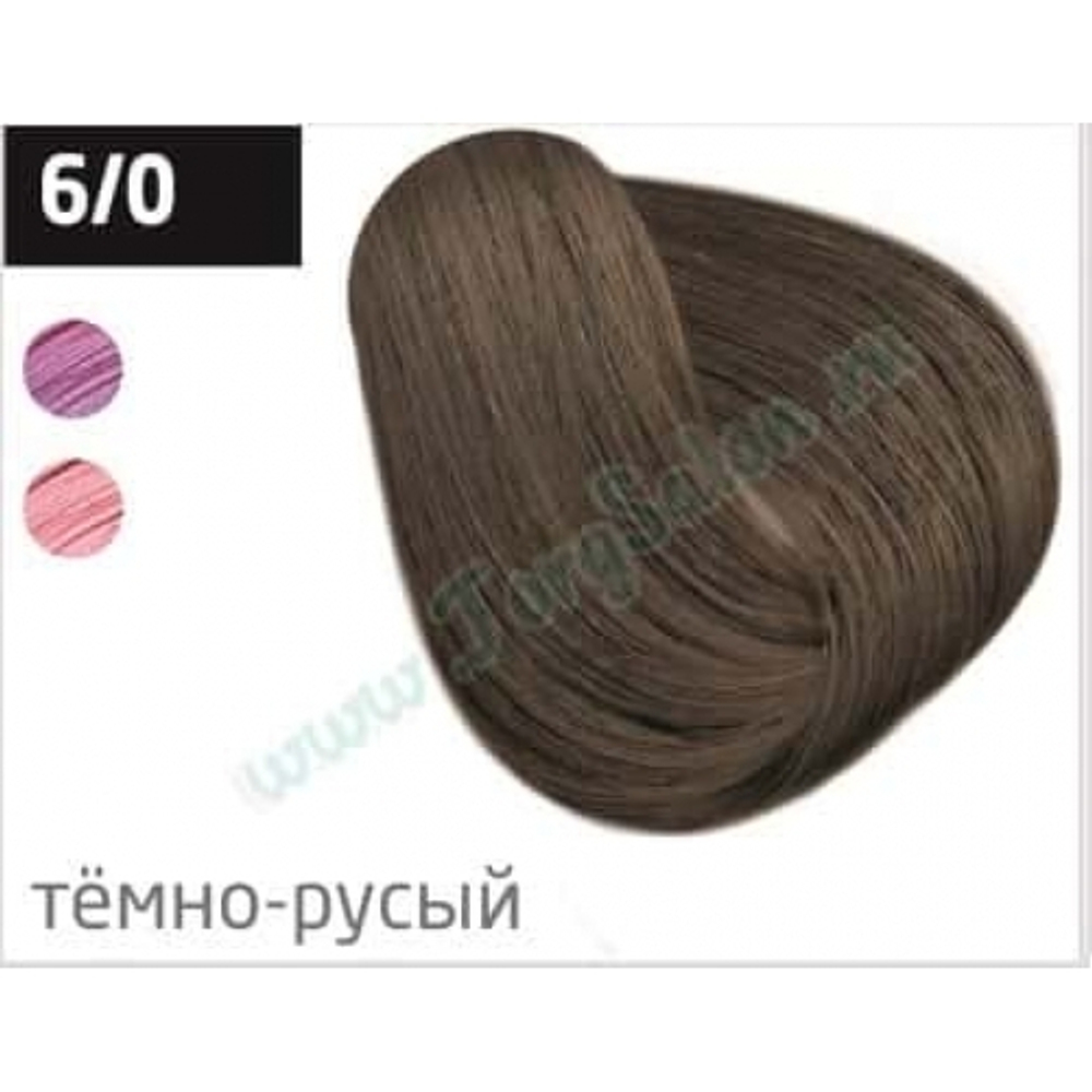 Перманентная крем-краска для волос «Темно-русый» 6/0, Ollin Performance, 60 мл.
