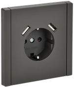 FORTE&PIANO Розетка 1-местная с заземлением с защитными шторками винтовое крепление 16А USB A+A 3,1А FP345 серый IEK