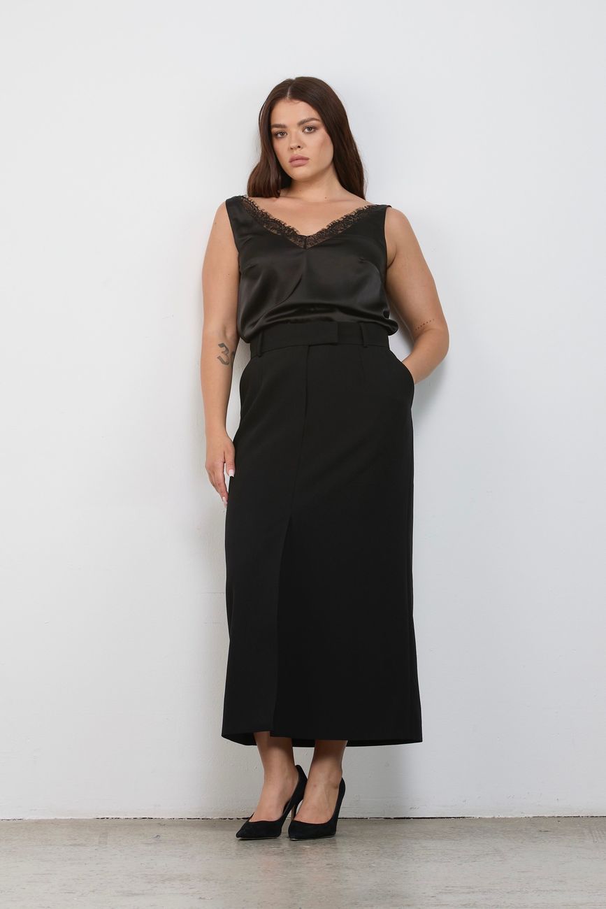 Юбка макси со шлицей спереди, черный