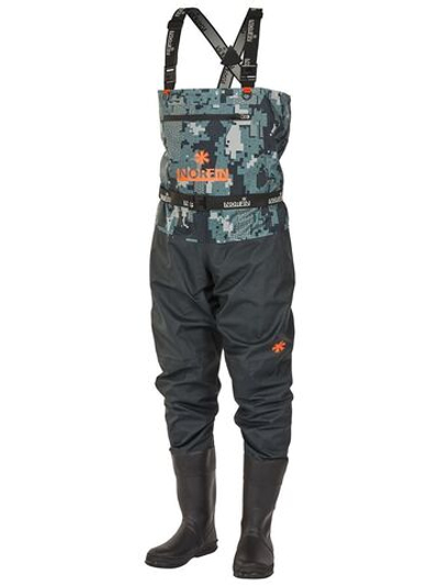 Полукомбинезон забродный Norfin PILOT CAMO BOOTFOOT р.46-XXL с сапогами резина