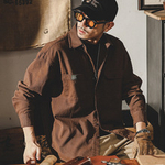 Весенняя рубашка для мужчин с двумя накладными карманами и длинными рукавами. Американский ретро стиль от бренда Jerrueno