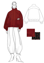 Шерстяной бомбер RED с контрастной подкладкой