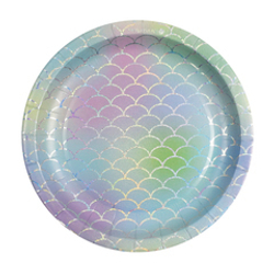 Тарелки бумажные, ламинированные, Радужная Чешуя, 18 см, 6 шт, 1 уп.