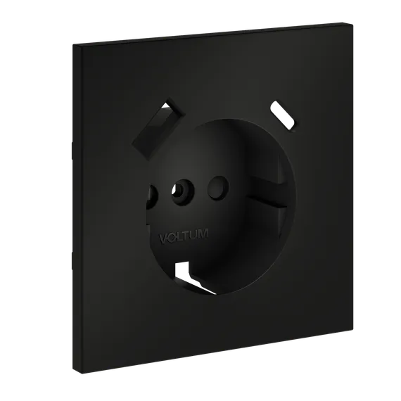 Накладка для розетки с заземлением и защитными шторками, с USB A+C, S70 (черный матовый) vls001008