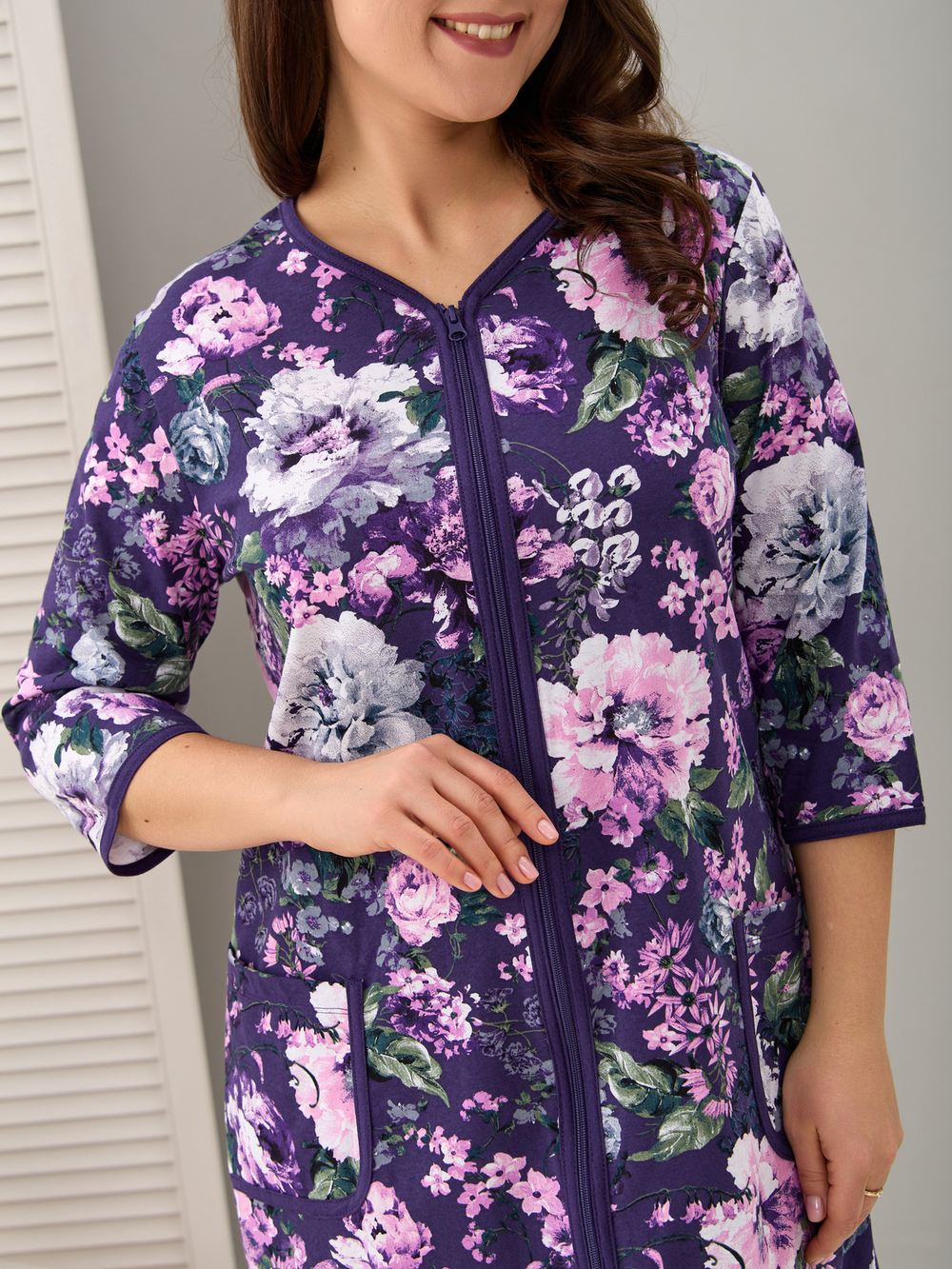 Халат Х-262/баклажан-цветущийсад