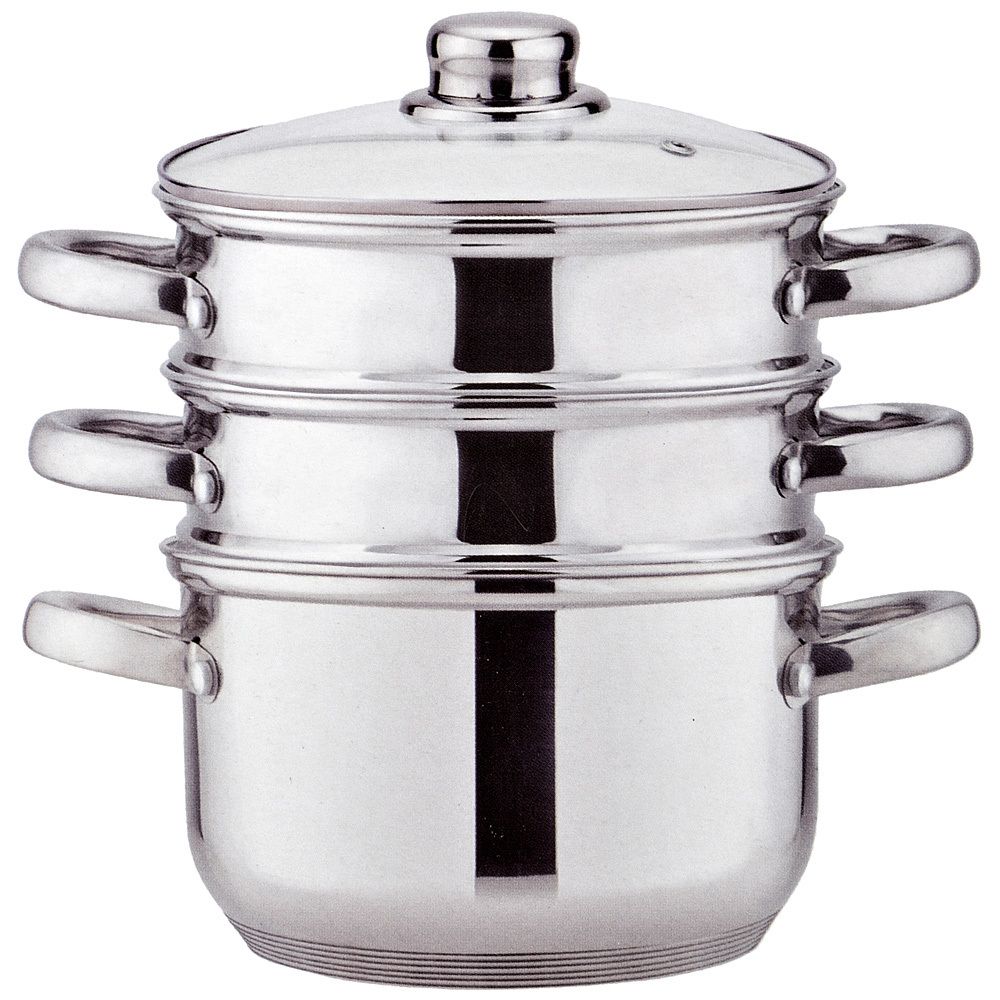 КАСТРЮЛЯ-ПАРОВАРКА AGNESS 3-Х ЯРУСНАЯ, 4 ПРЕДМЕТА, СЕРИЯ "CLASSIC" ДИАМЕТР=18СМ, 2,5Л (КОР=4ШТ.)