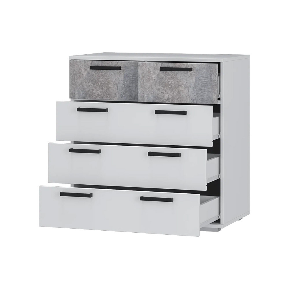 Комод Стандарт-5, Белый, Цемент светлый