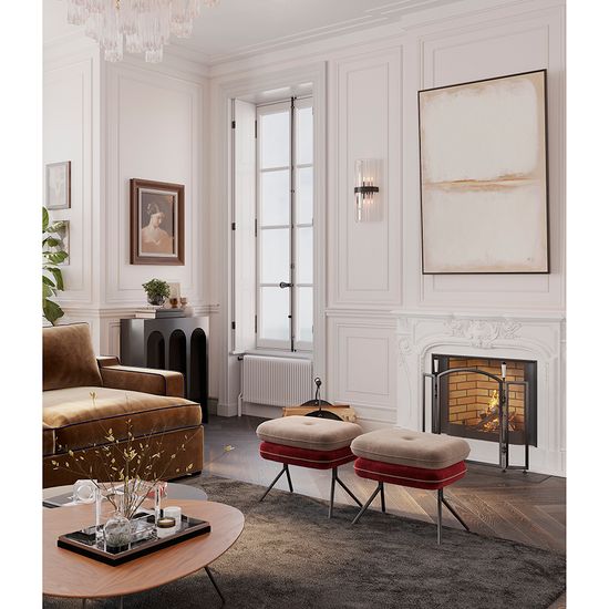 Пуф pea, велюр, бежевый/бордовый