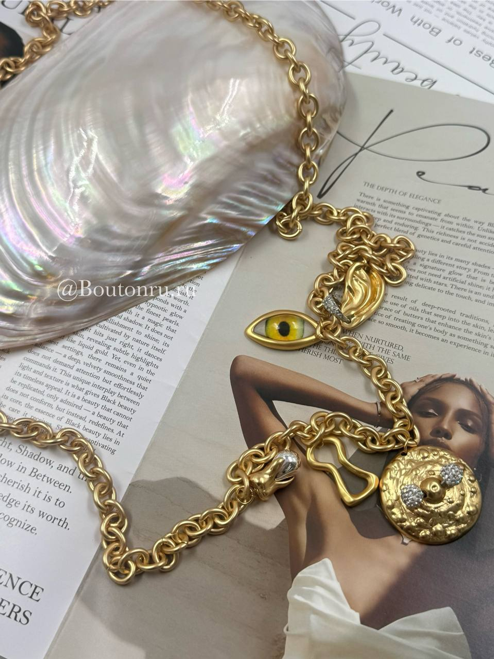 Пояс сотуар с подвесками матовое золото Скиап.