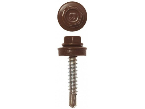 Саморез кровельный мет-мет, шоколад 5,5*25 RAL 8017 (250шт/уп)
