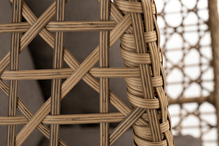 "Флоренция" подвесное кресло-кокон из искусственного ротанга, цвет соломенный с серо-коричневой подушкой